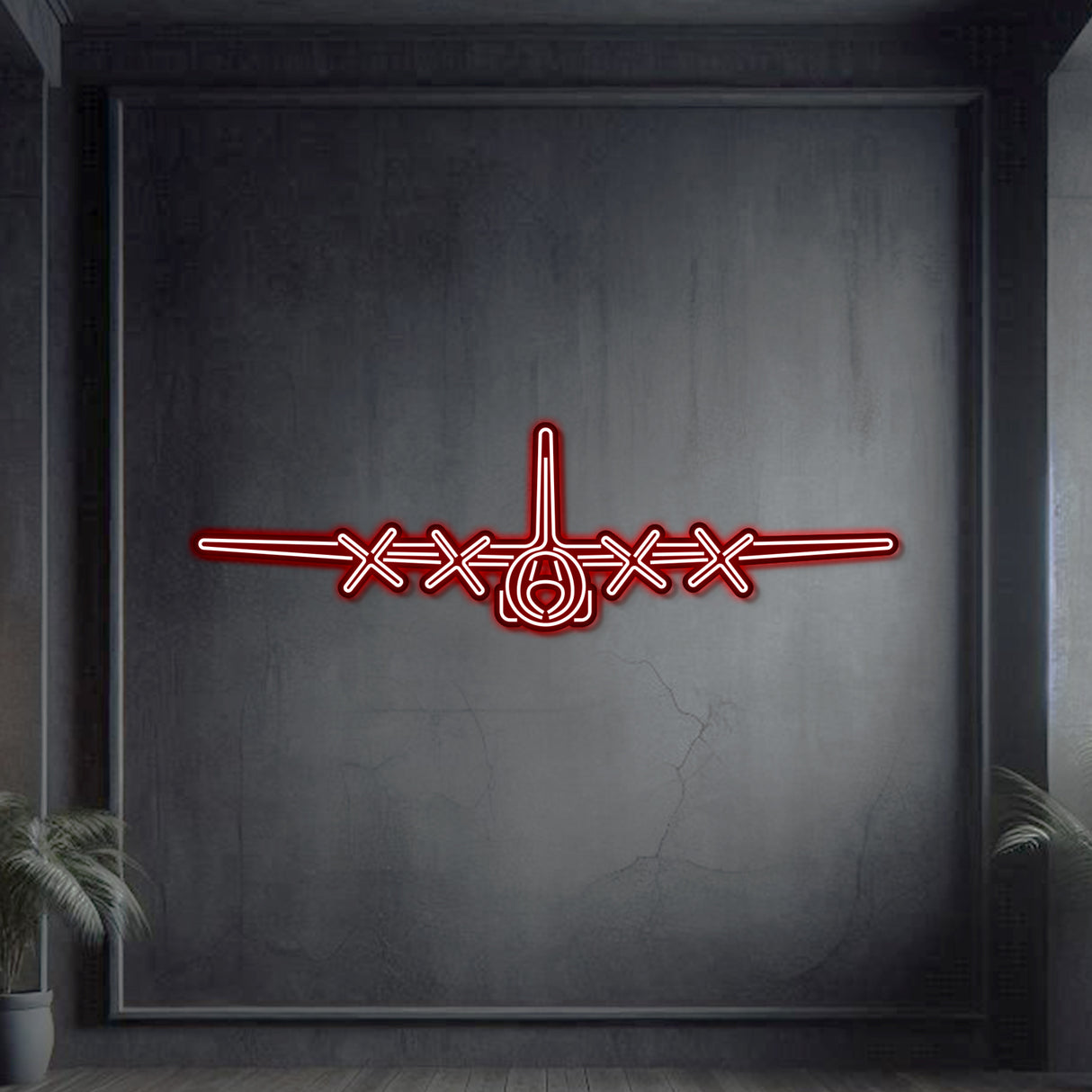 Matte‑finish C‑130H Hercules neon wall art—legendary heavy-lift transport tribute or meaningful gift for veterans and milestone celebrations