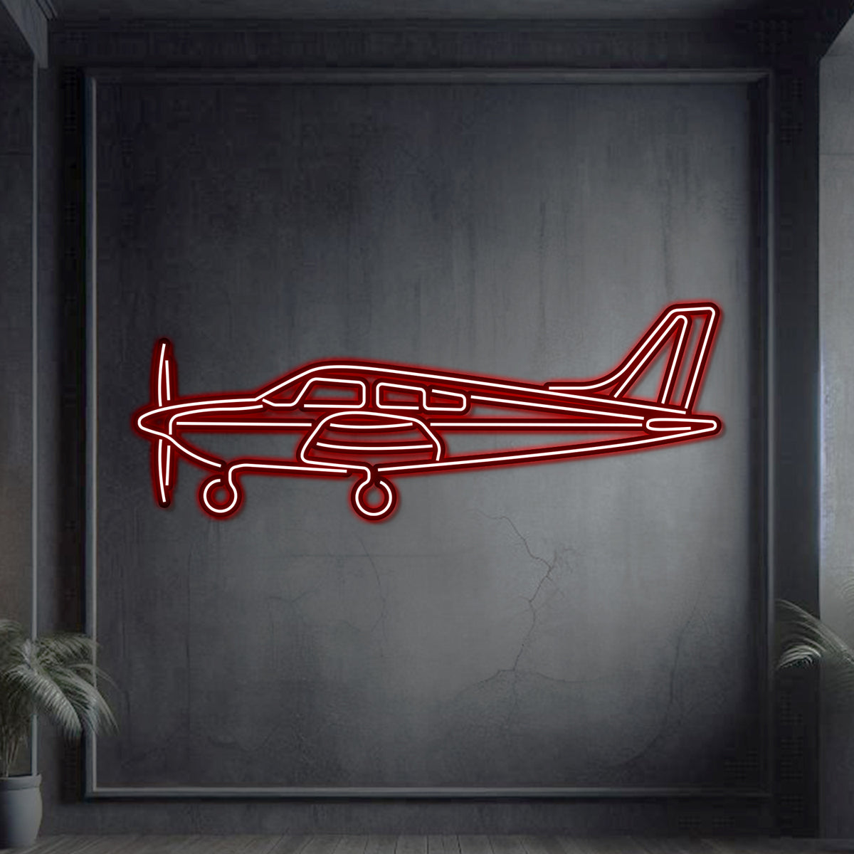 Archer LX metal neon aircraft decor, matte powder coat, 2 mm steel, 3D look, ideal for hangar
