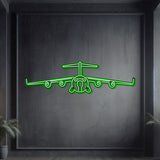 C‑17 neon wall art, rugged strategic airlift décor ideal for hangars, operations centers, or modern interiors