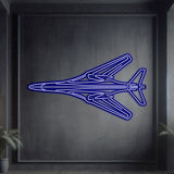 Aviation-inspired B-1B Lancer neon wall art in 2 mm steel with matte texture and 3D look