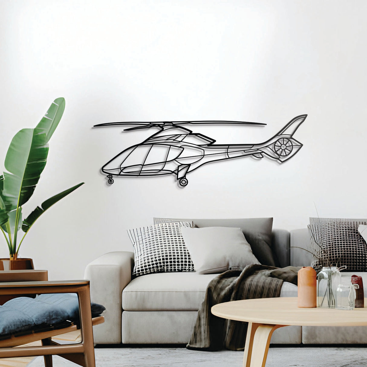 HX50 aircraft wall décor, textured matte steel elevated 1 cm for sleek floating aviation design