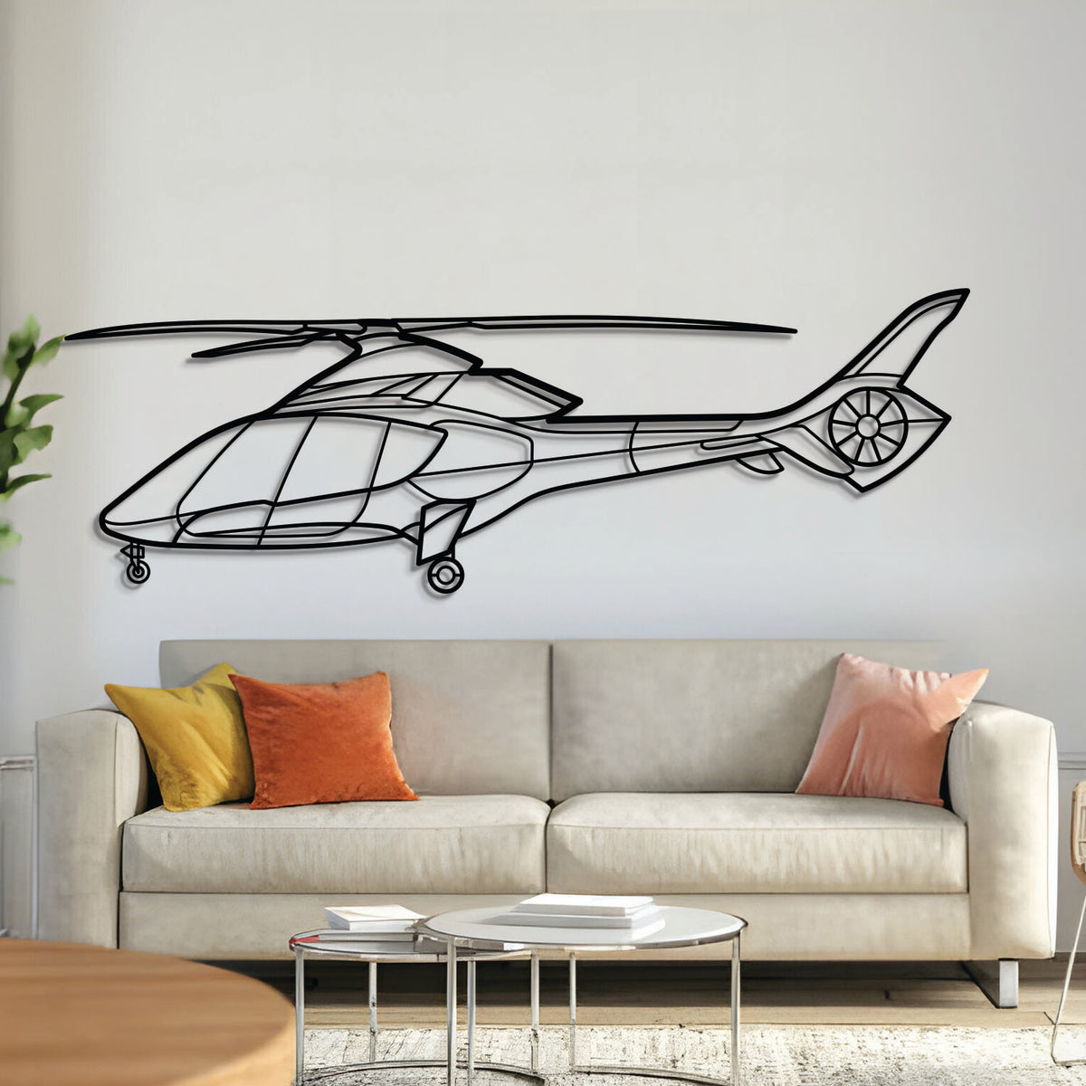 HX50 metal aircraft wall art, laser‑cut 2 mm steel with matte powder coat and floating 3D effect