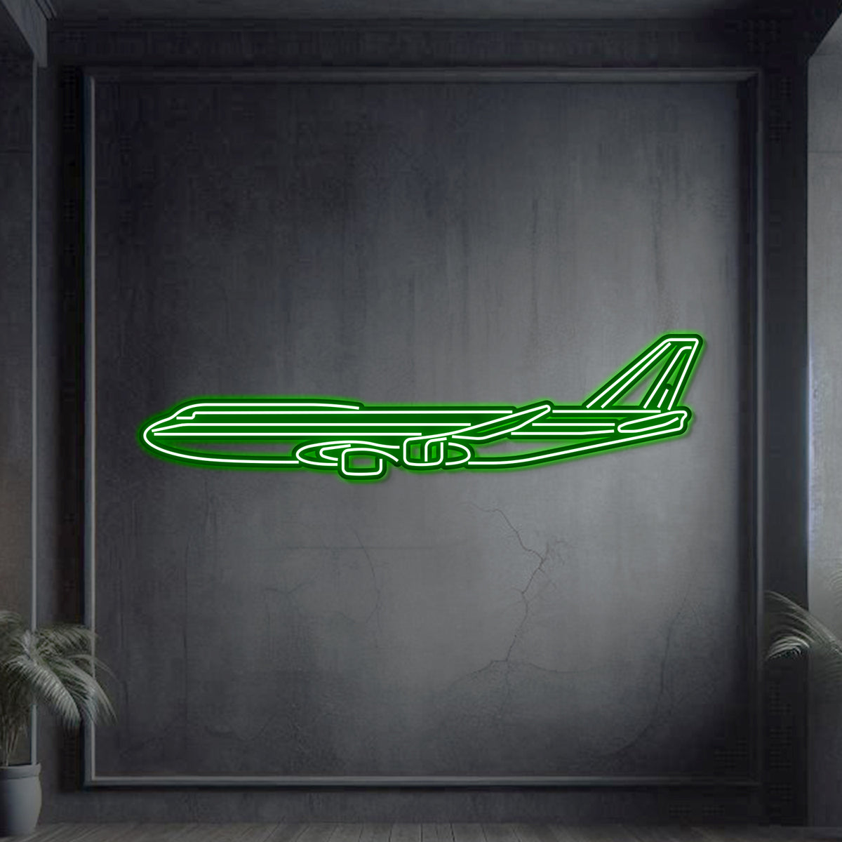 Metal neon 747-8 wall art, matte finish 2 mm steel, ready to hang, aviation centerpiece