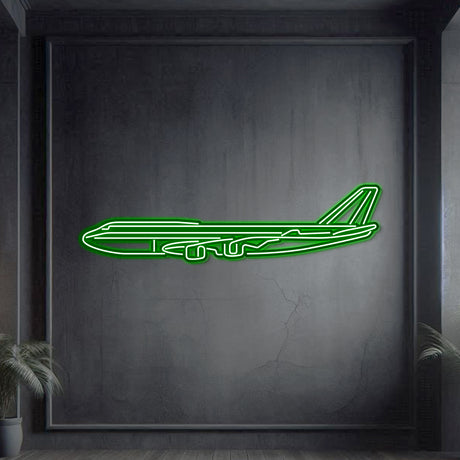 Metal neon 747-800 wall art, matte finish 2 mm steel, ready to hang, aviation centerpiece