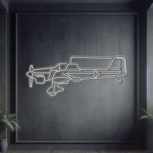Stuka JU‑87 German dive-bomber neon silhouette wall art, laser-cut steel with glowing neon outline and striking 3D elevation