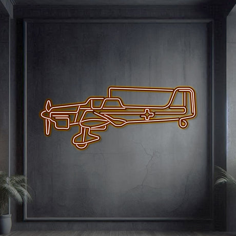 Navigate Craft Stuka décor, ready-to-hang with neon accent, perfect avgeek gift for WWII aviation enthusiasts
