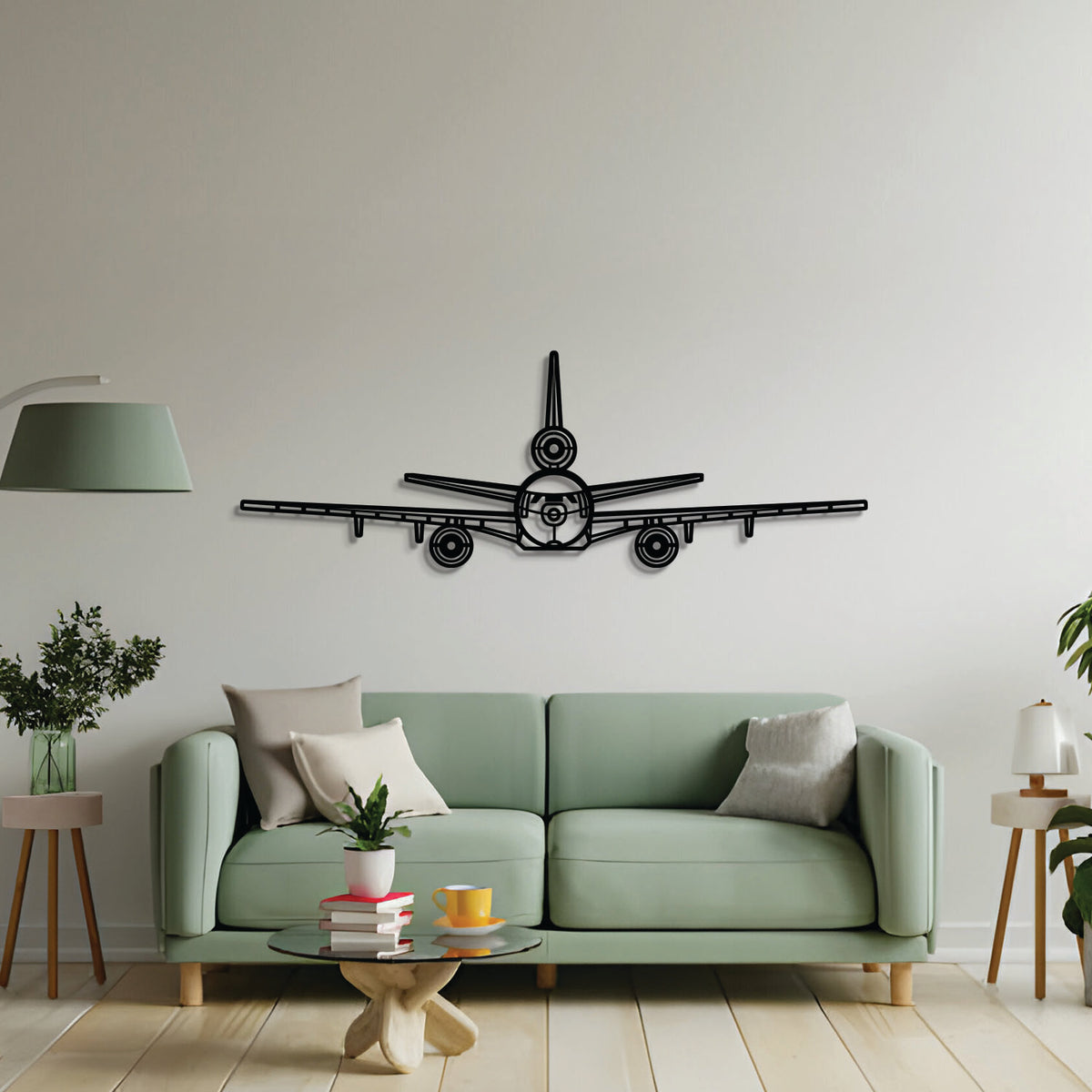 2 mm steel KC‑10 Extender wall art, laser-cut matte finish, floats 1 cm off wall for dramatic 3D effect