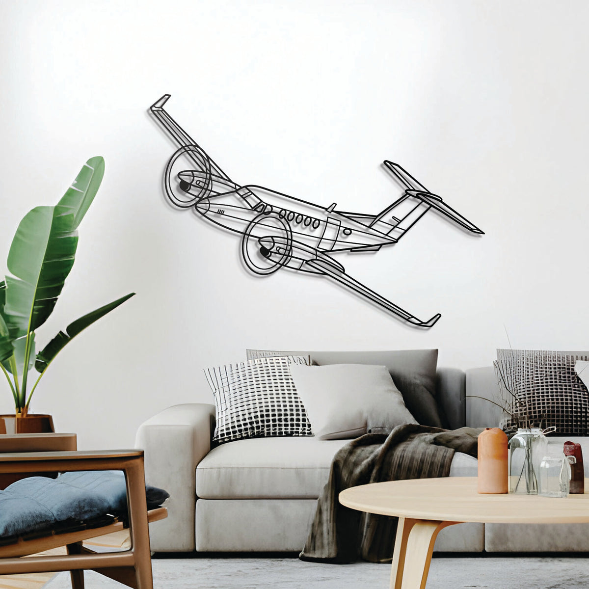 Ready‑to‑hang King Air 300 wall décor, textured dyed steel—ideal aviation enthusiast gift