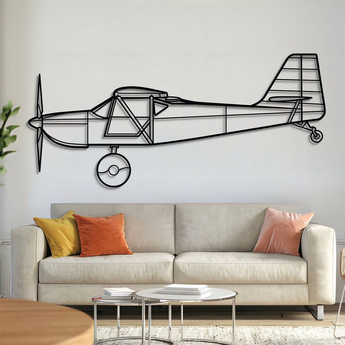 Kitfox 5 light sport bush plane wall art, laser-cut textured steel with matte finish