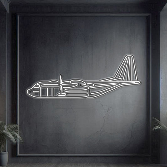 AC-130J Ghostrider neon aircraft wall art, laser-cut 2 mm steel with matte powder coat and floating 3D effect