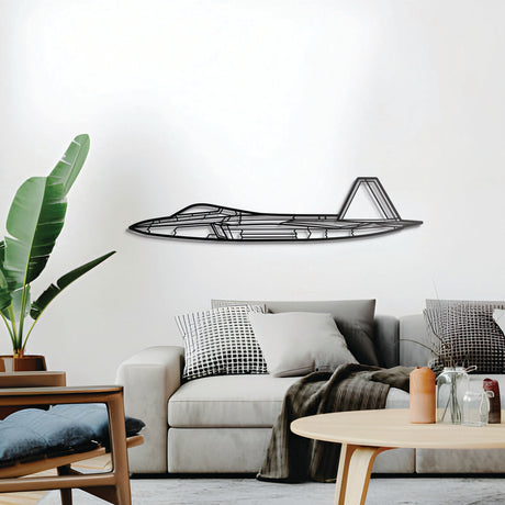 F‑22 Raptor 3D metal wall décor, elevated 1 cm from wall, ready‑to‑hang aerospace art
