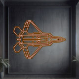 Navigate Craft F‑22 décor, ready‑to‑hang with neon accent, perfect avgeek gift for air dominance and stealth fighter fans