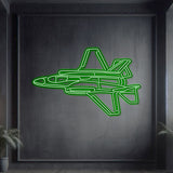 F‑35A neon wall art, sleek aviation décor perfect for hangars, modern offices, or contemporary living spaces