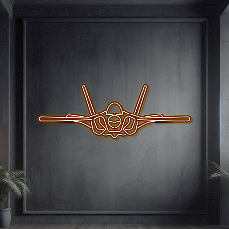 Navigate Craft F‑35A décor, ready‑to‑hang with neon accent, perfect avgeek gift for fifth‑generation fighter enthusiasts