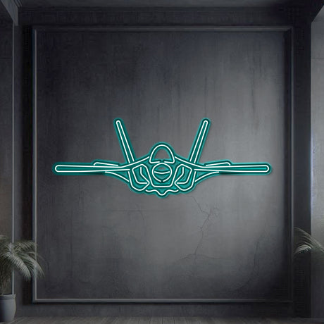 Matte‑finish F‑35A Lightning II neon aircraft wall art, iconic aviation heritage gift for special occasions like retirements or awards