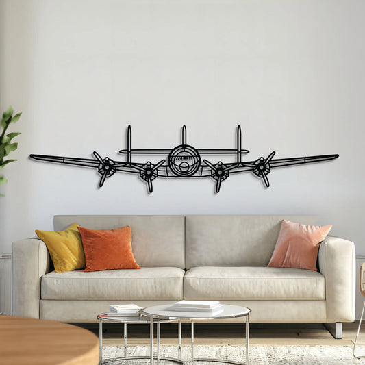Lockheed L‑749A Constellation front nose silhouette wall art, laser‑cut textured steel with matte finish