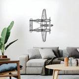 P-38 Lightning top silhouette 3D metal wall décor, floating 1 cm from wall, ready-to-hang aviation art