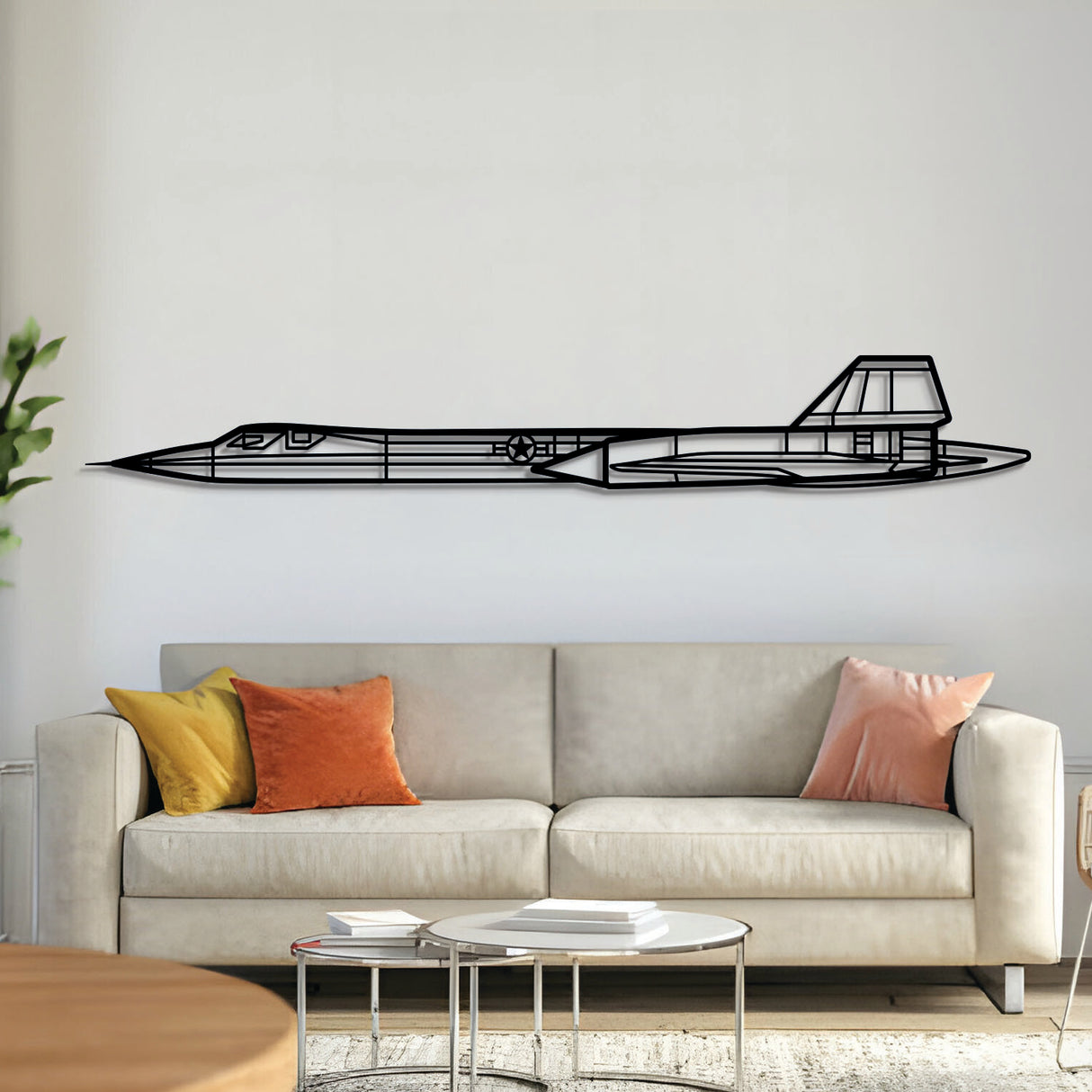 SR-71 Blackbird supersonic reconnaissance jet metal wall art – laser-cut matte black steel silhouette