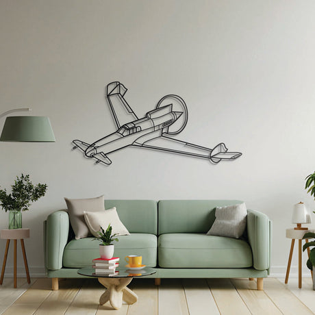 XP-55 Ascender metal  wall decor, textured matte steel lifted 1 cm for sleek floating aviation design