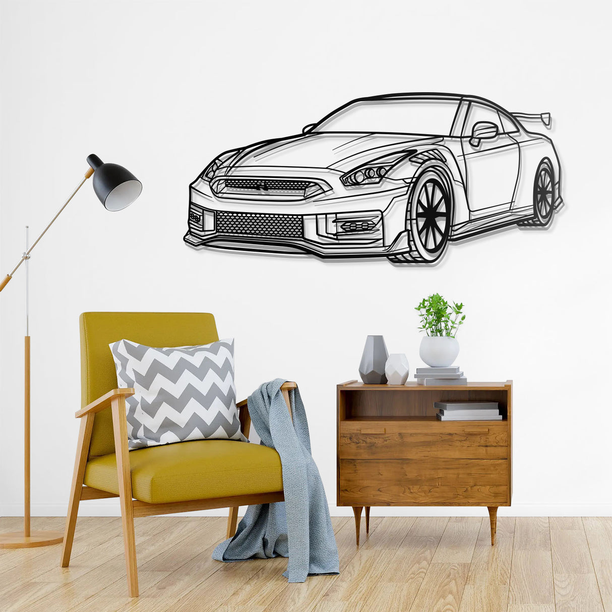 GTR R35 Perspective Metal Car Wall Art - NC0458