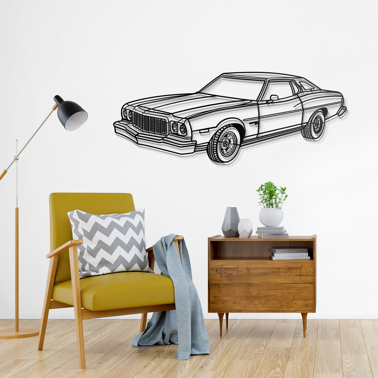 1975 Gran Torino Perspective Metal Car Wall Art - NC0440