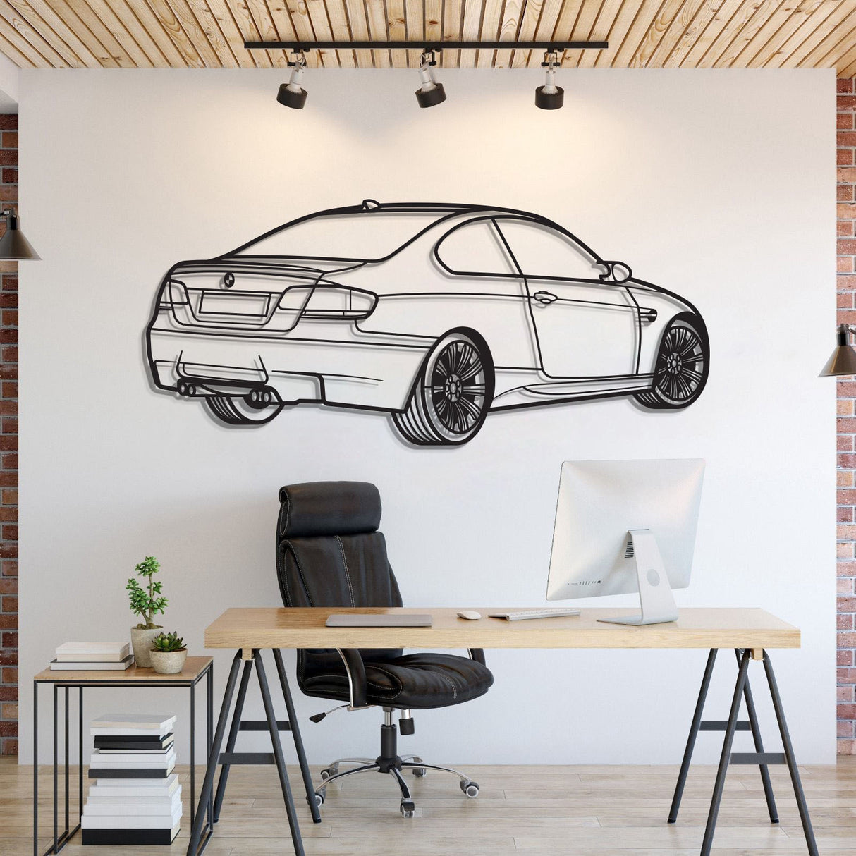 E92 Back Perspective Metal Car Wall Art - NC1300