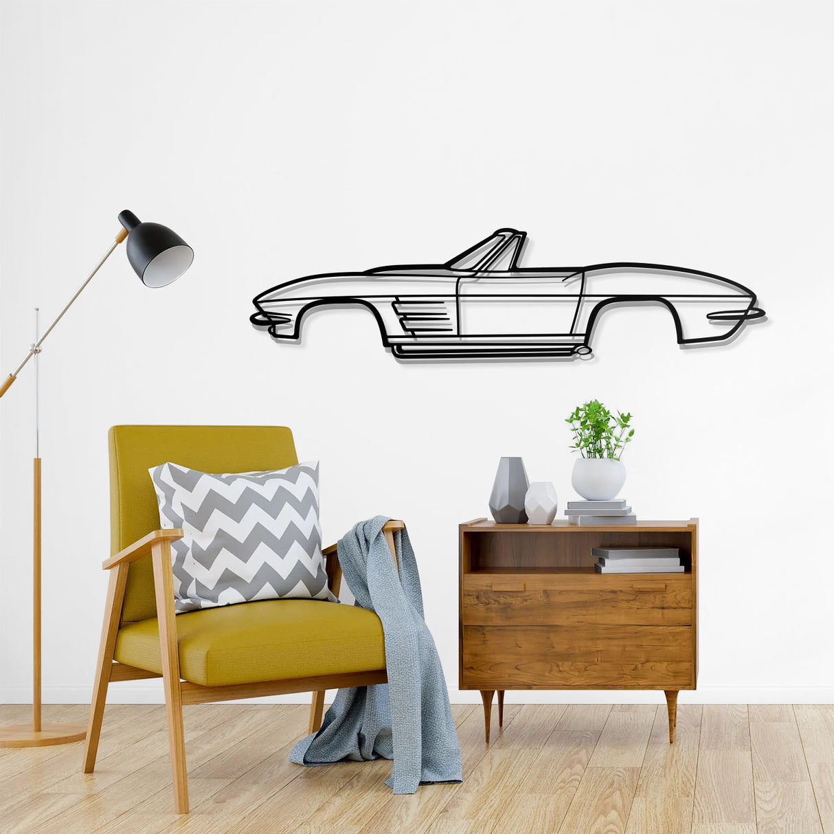 1964 Corvette Convertible Metal Car Wall Art - NC0068