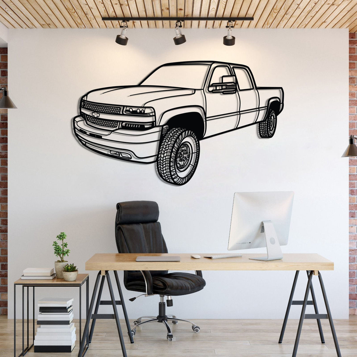 2002 Silverado 2500 Perspective Metal Car Wall Art - NC1297