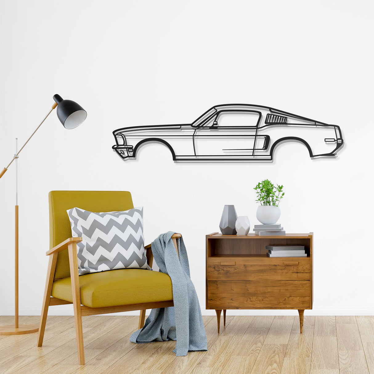 1968 Mustang Fastback Metal Car Wall Art - NC0111