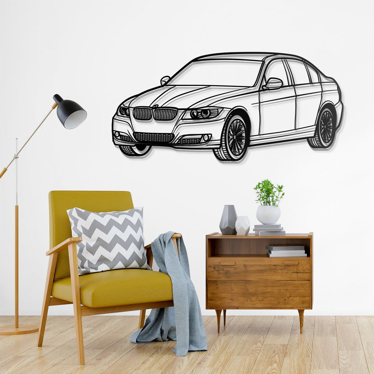 E90 Perspective Metal Car Wall Art - NC0429