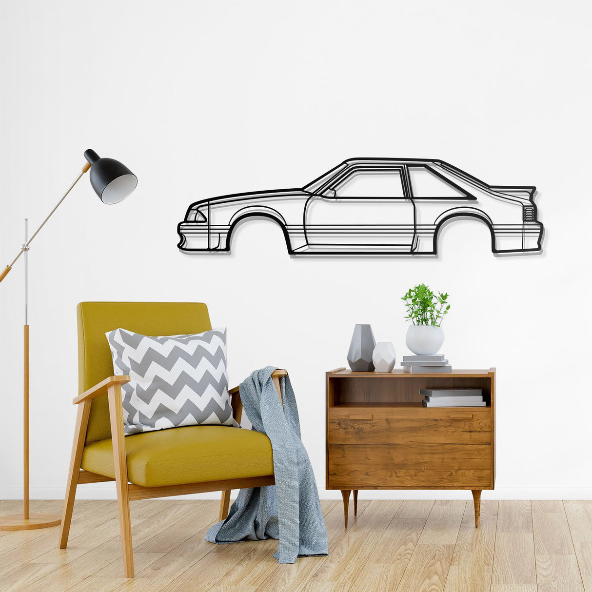 1988 Mustang GT Hatchback Metal Car Wall Art - NC0219