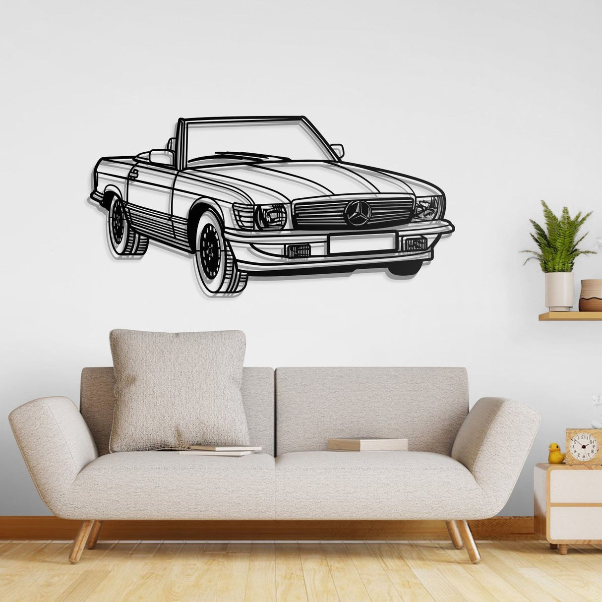 1976 W107 Convertible Perspective Metal Car Wall Art - NC0451