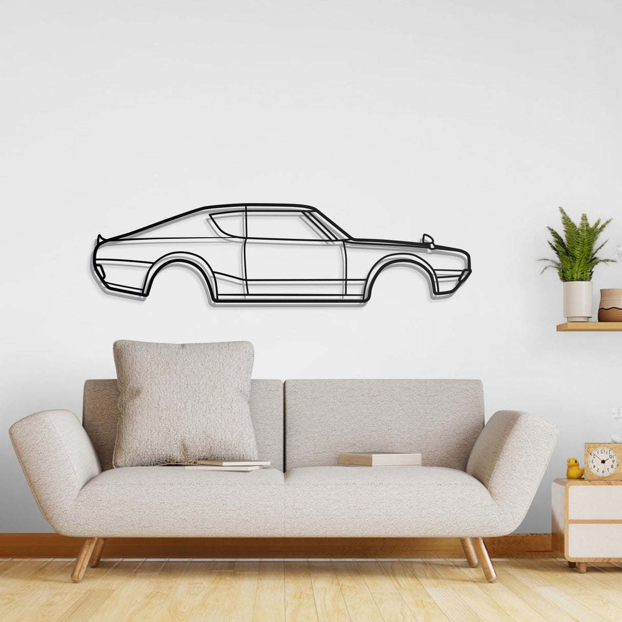 1973 Skyline HT 2000GT-R Metal Car Wall Art - NC0158