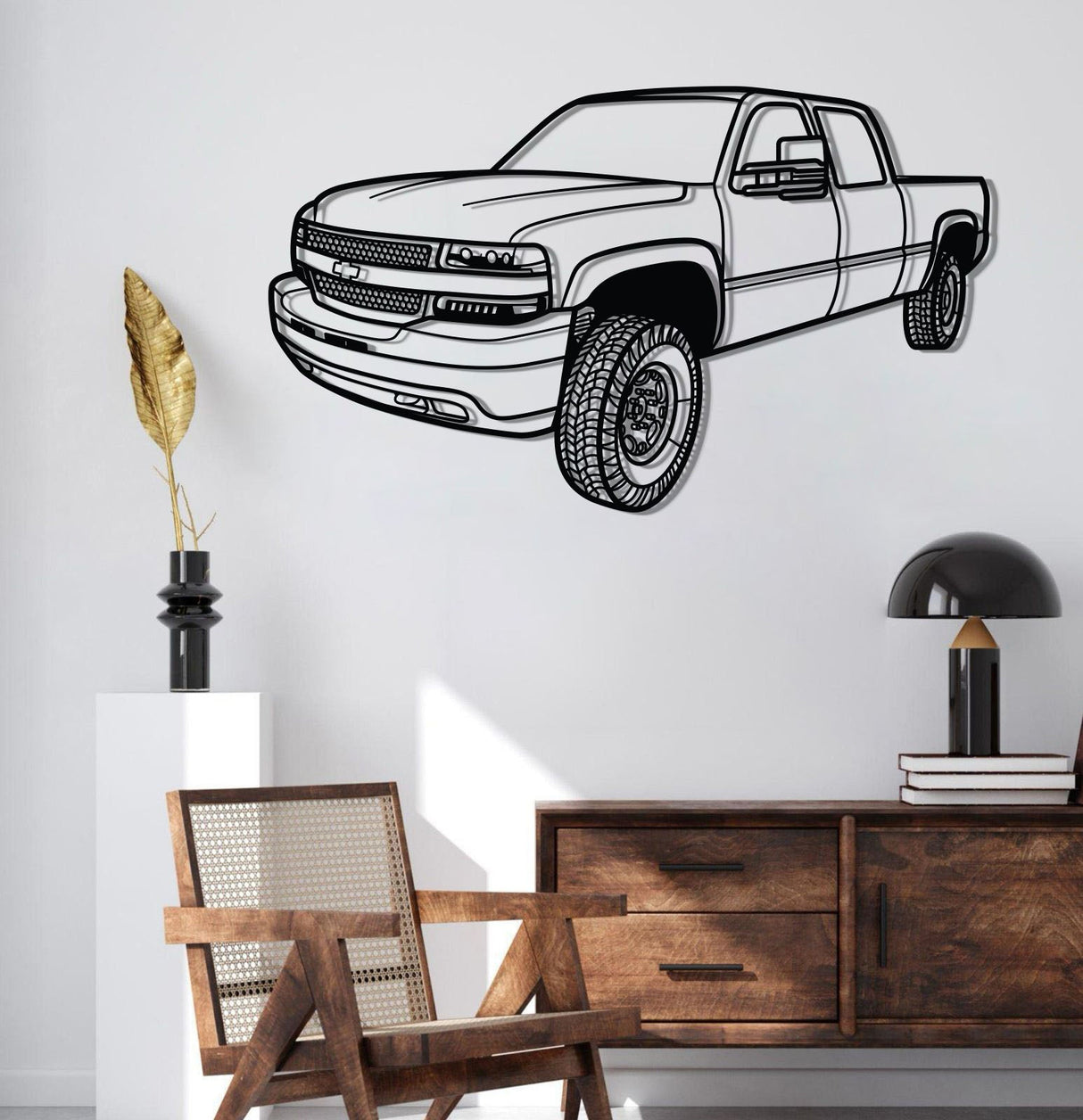 2002 Silverado 2500 Perspective Metal Car Wall Art - NC1297