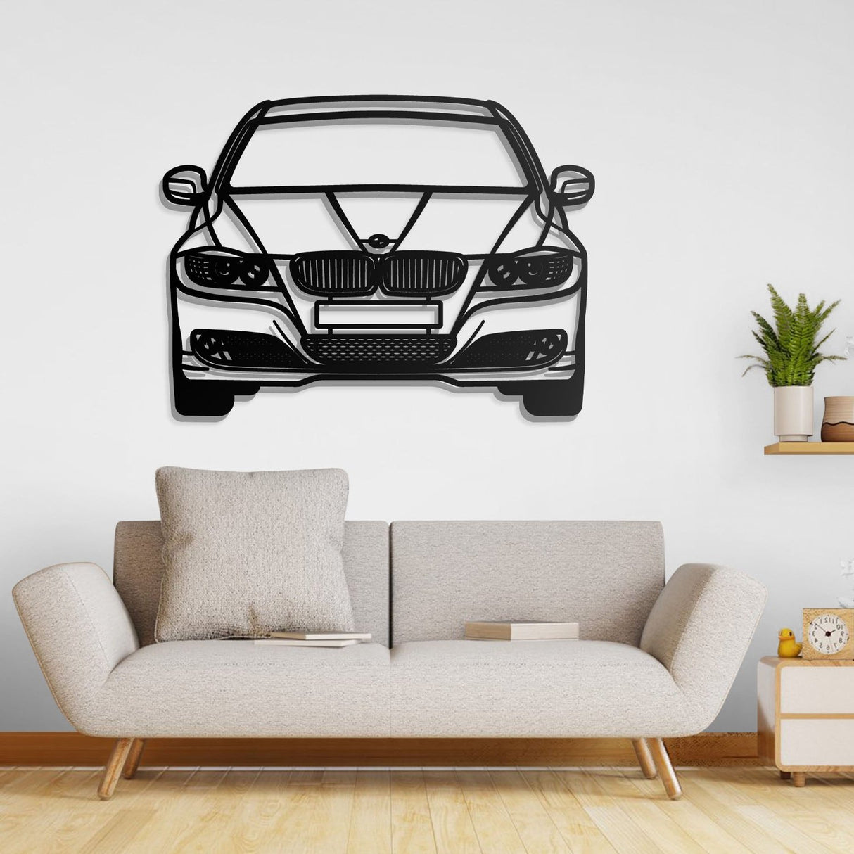 2009 E90 Front View Metal Car Wall Art - NC0386