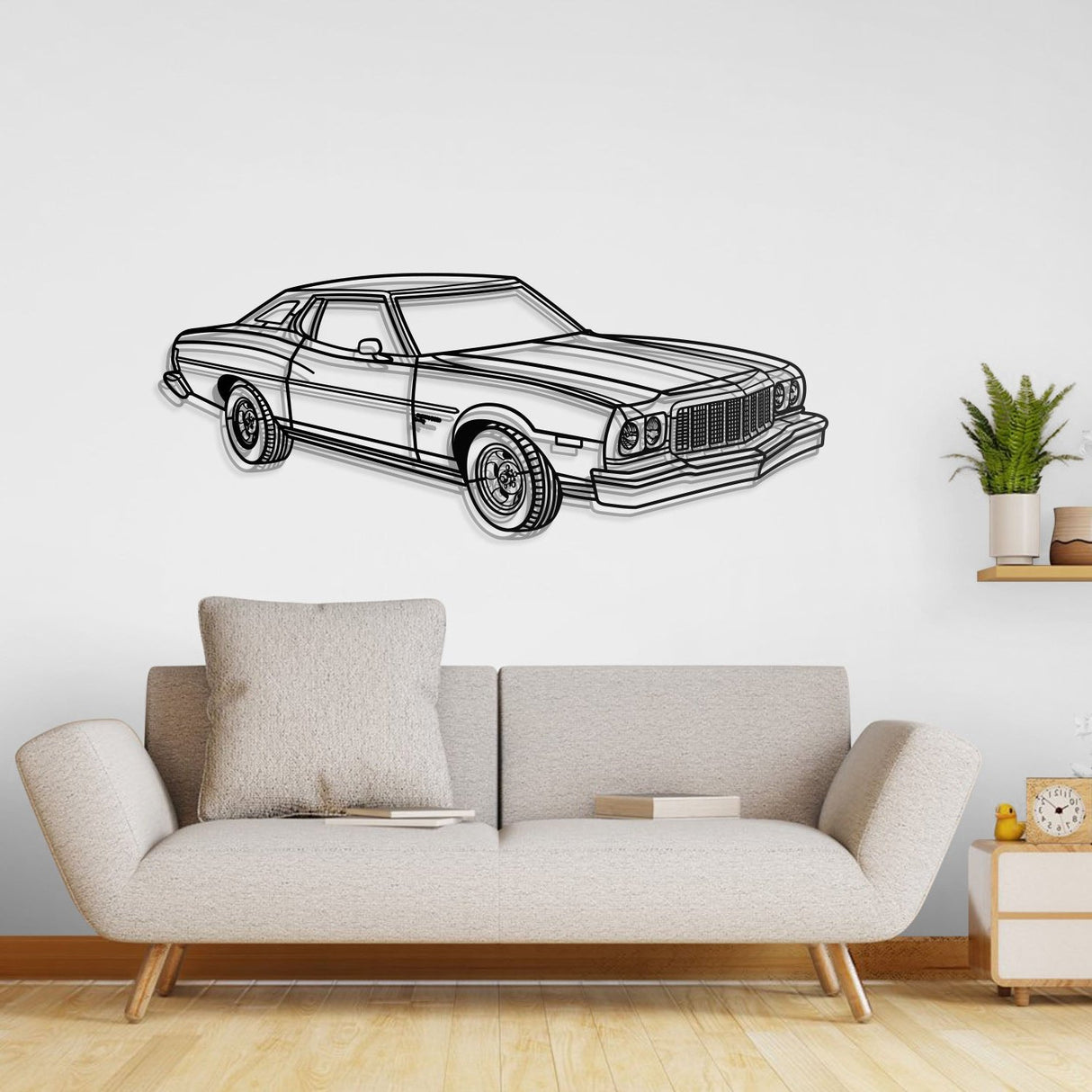 1975 Gran Torino Perspective Metal Car Wall Art - NC0440