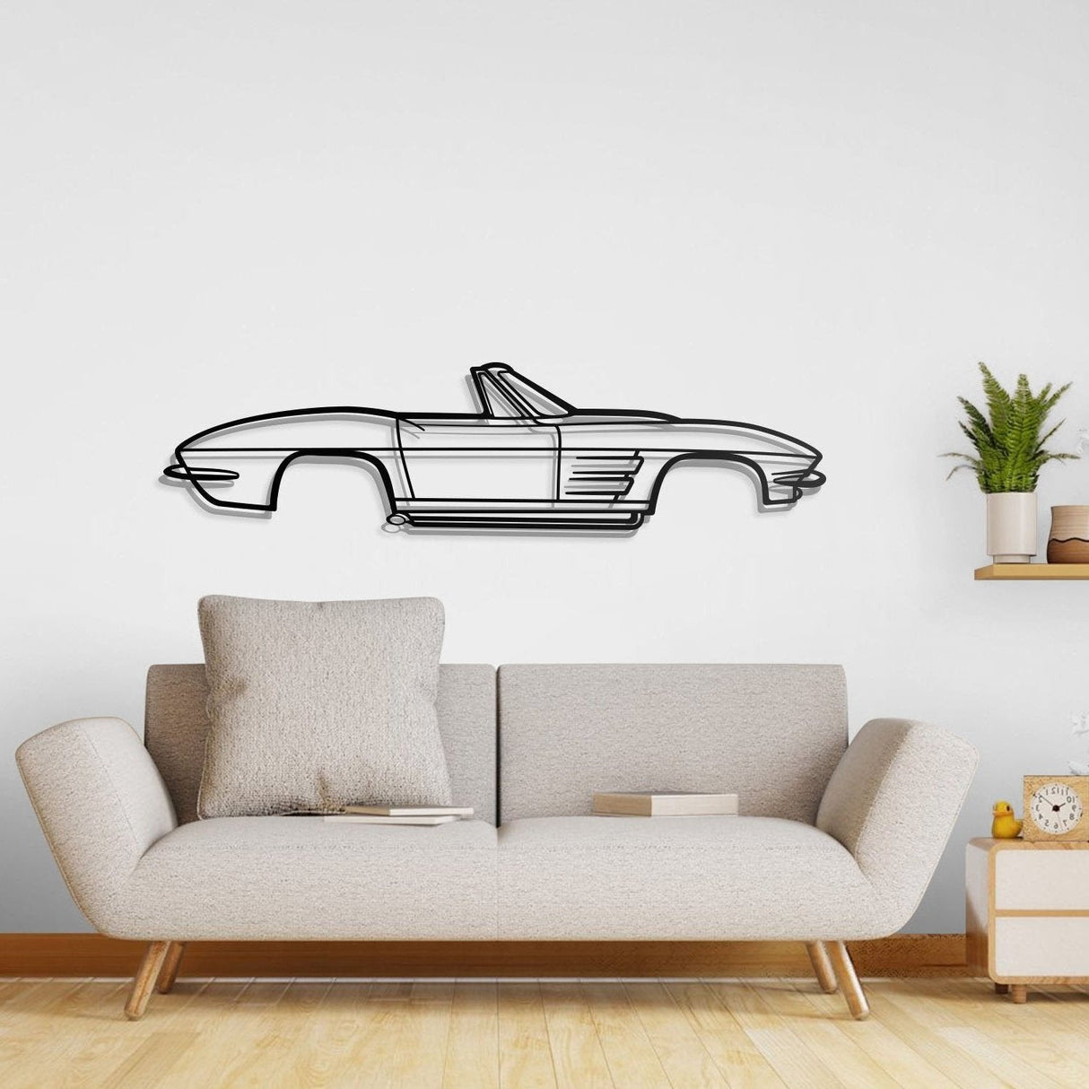 1964 Corvette Convertible Metal Car Wall Art - NC0068