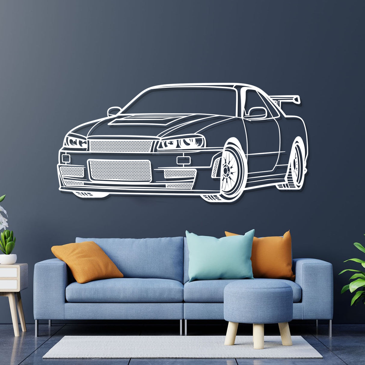 GTR R34 Perspective Metal Car Wall Art - NC0457