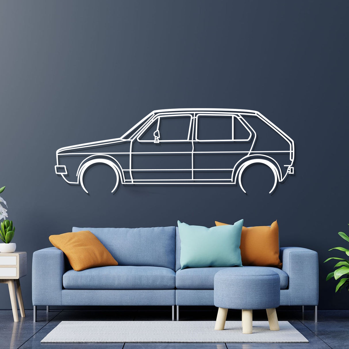 1976 Golf MK1 Detailed Metal Car Wall Art - NC0173