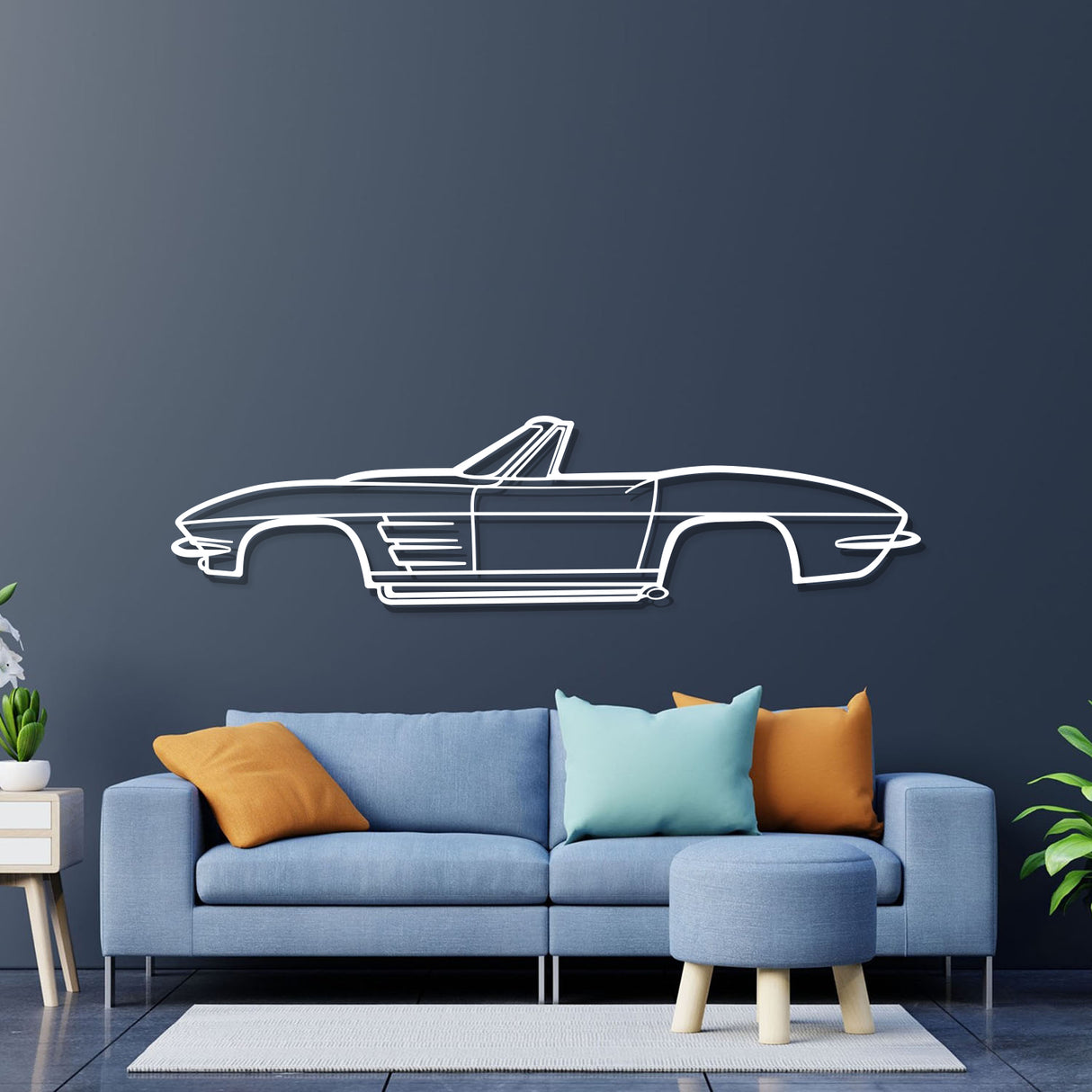 1964 Corvette Convertible Metal Car Wall Art - NC0068