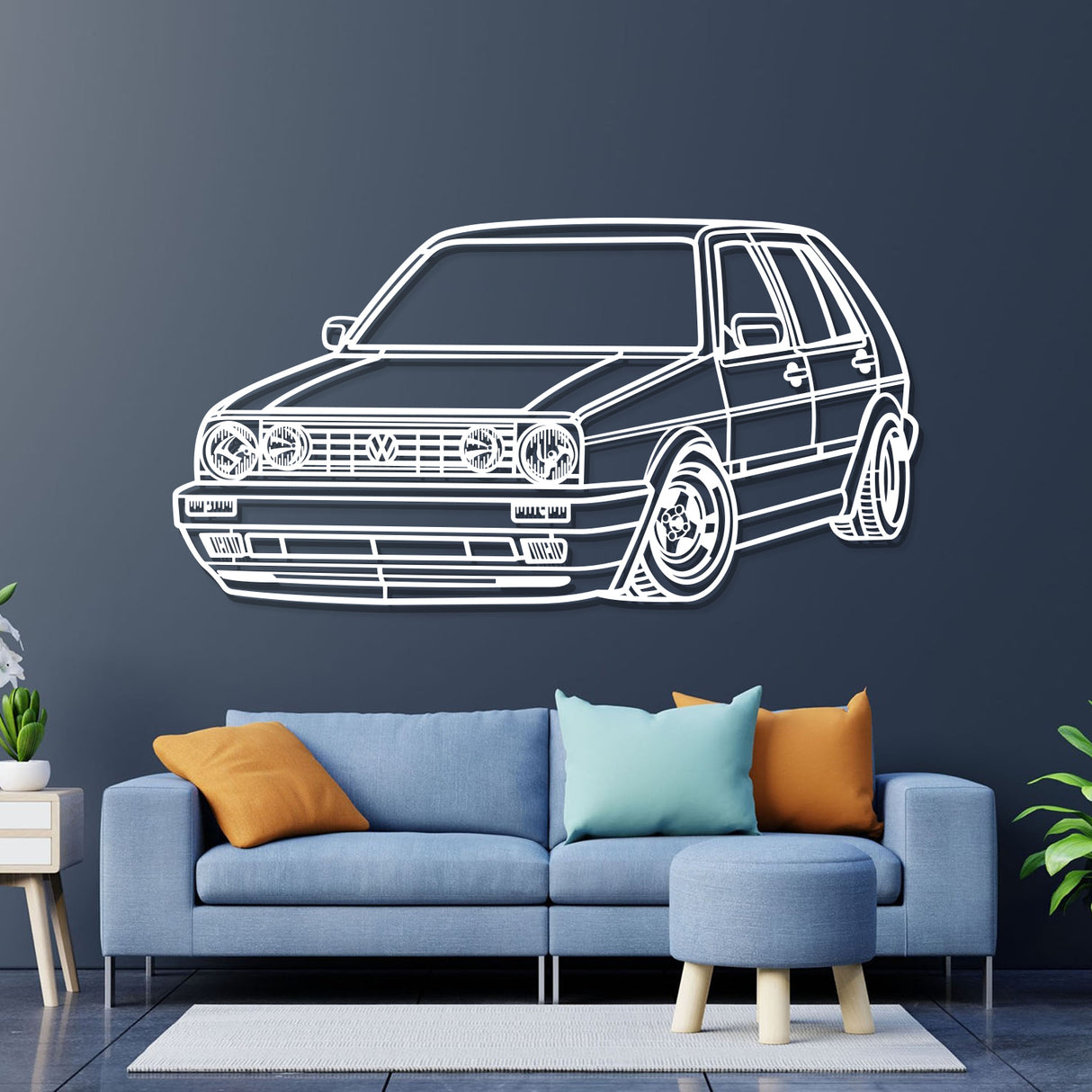 1983 Golf MK2 Perspective Metal Car Wall Art - NC0464