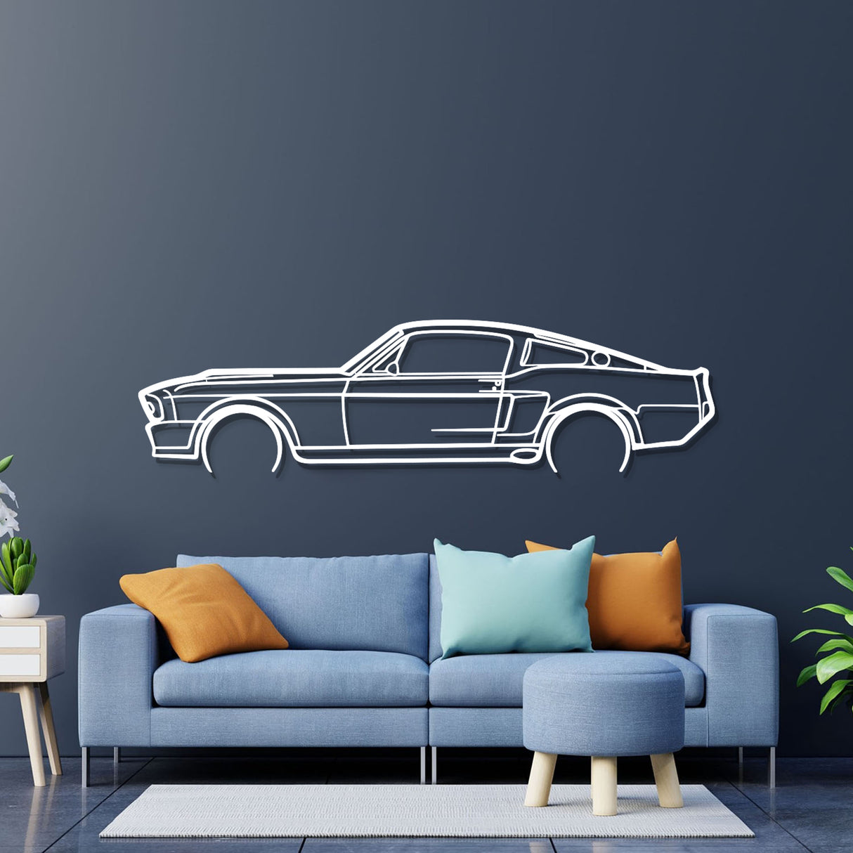 1967 Mustang Detailed Metal Car Wall Art - NC0100