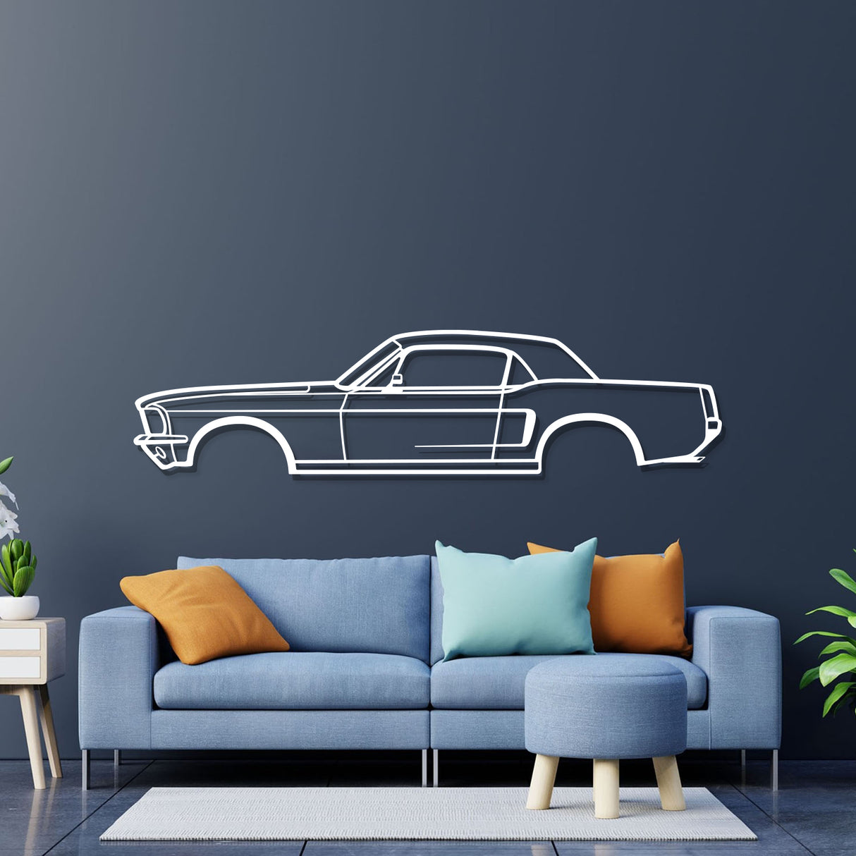 1968 Mustang Hardtop Metal Car Wall Art - NC0112