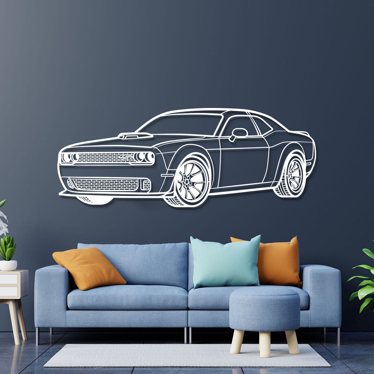 2023 Challanger Perspective Metal Car Wall Art - NC0435