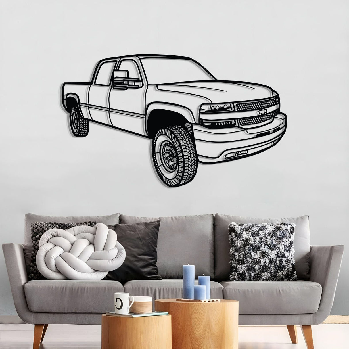 2002 Silverado 2500 Perspective Metal Car Wall Art - NC1297