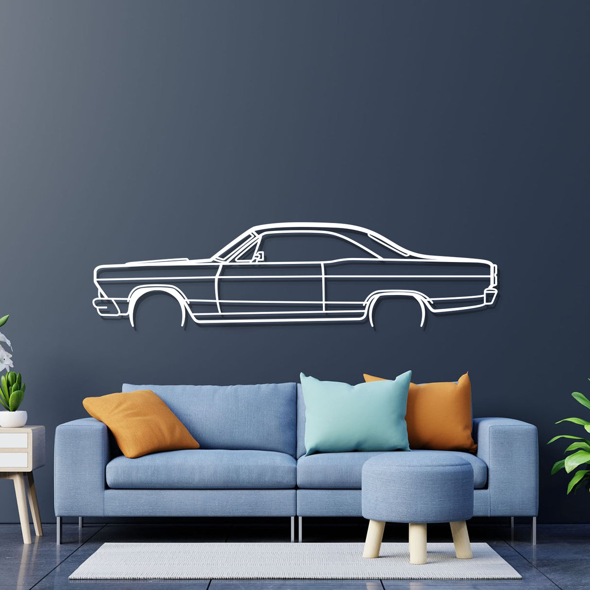 1966 Fairlane Detailed Metal Car Wall Art - NC0085