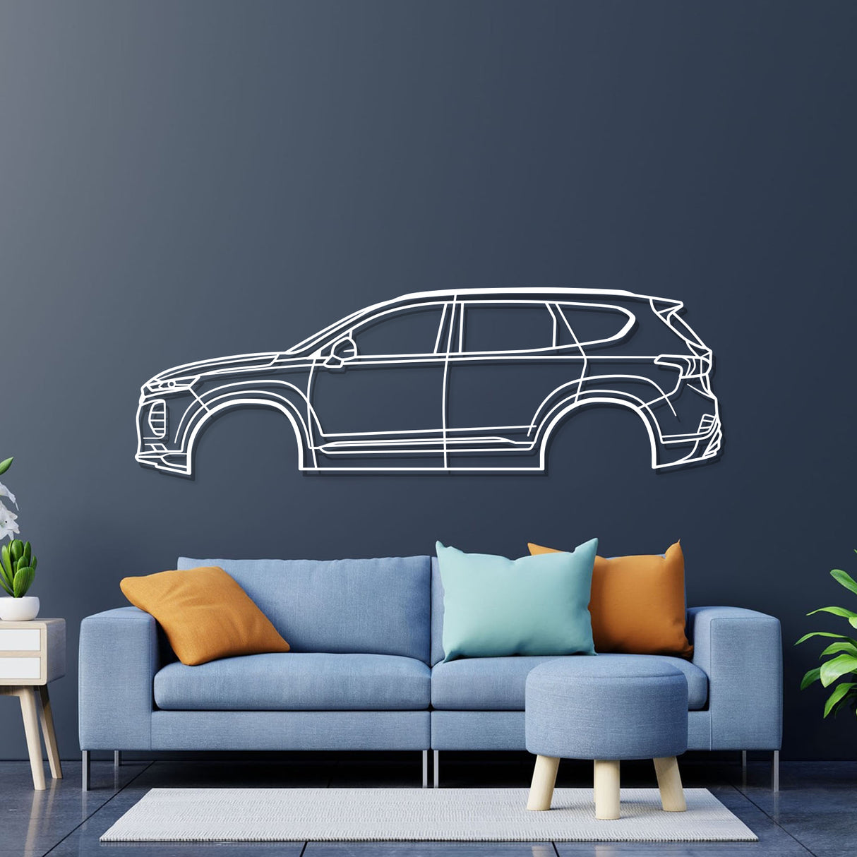 2019 Santa Fe 4th Gen Metal Car Wall Art - NC0680