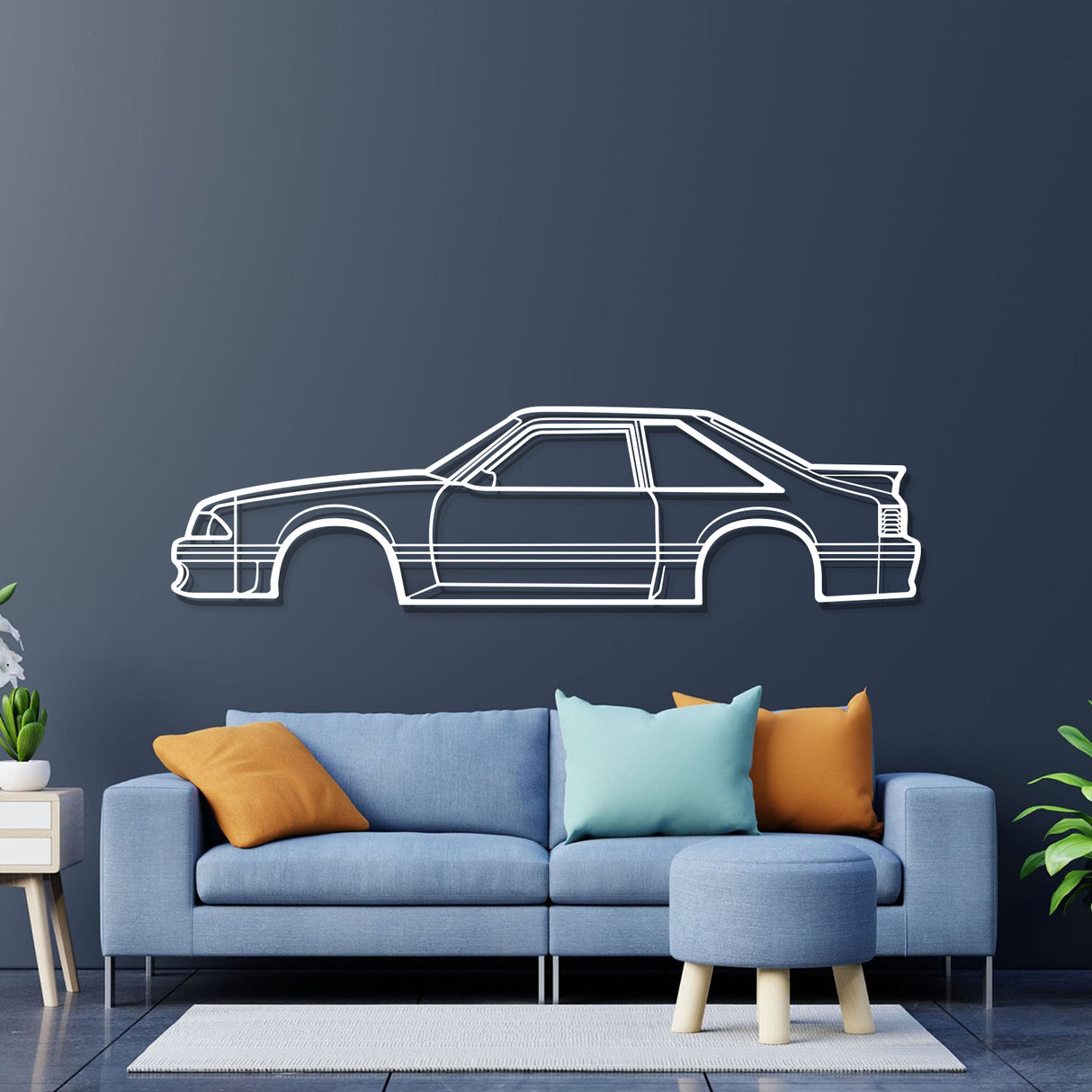 1988 Mustang GT Hatchback Metal Car Wall Art - NC0219