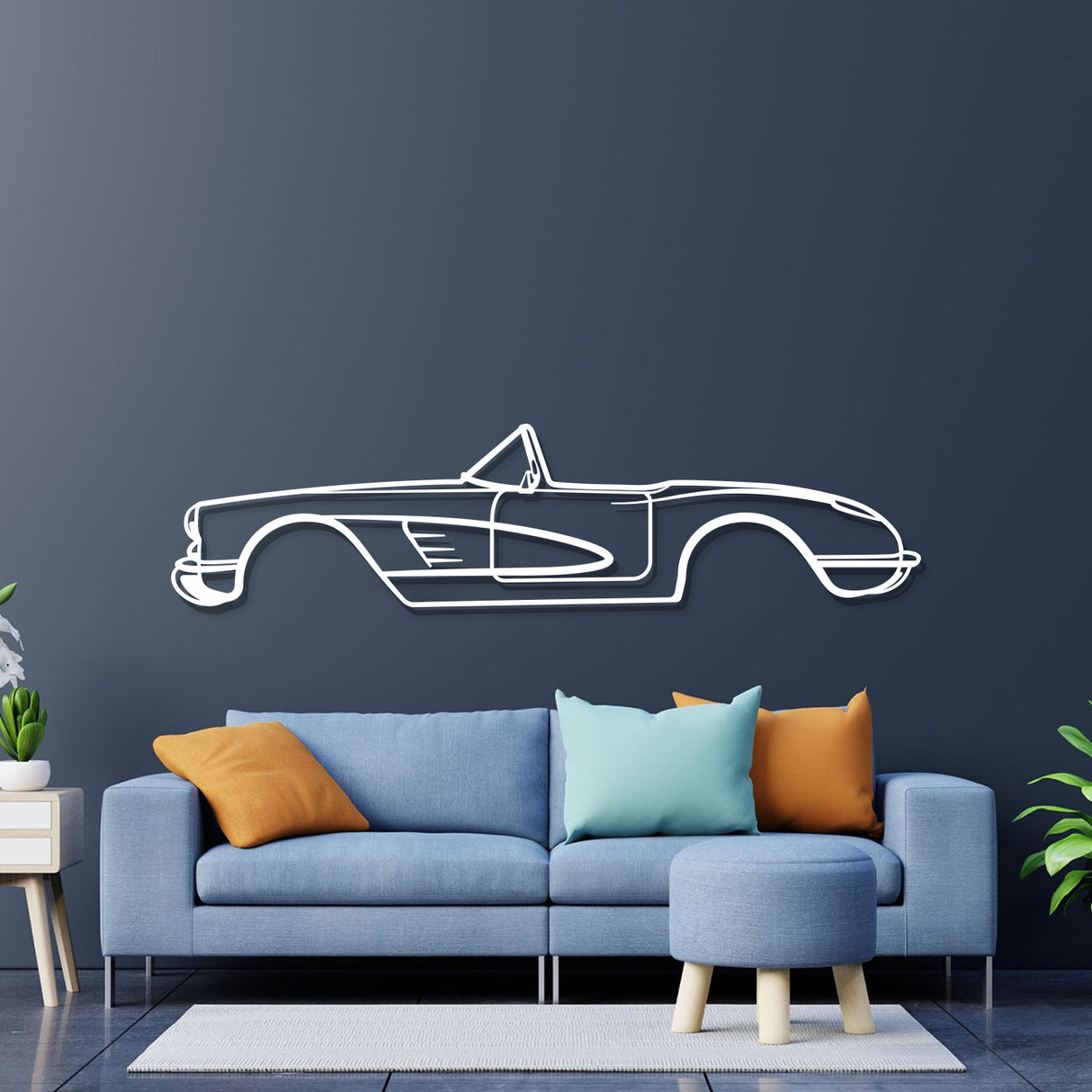 1956 Corvette C1 Metal Car Wall Art - NC0041