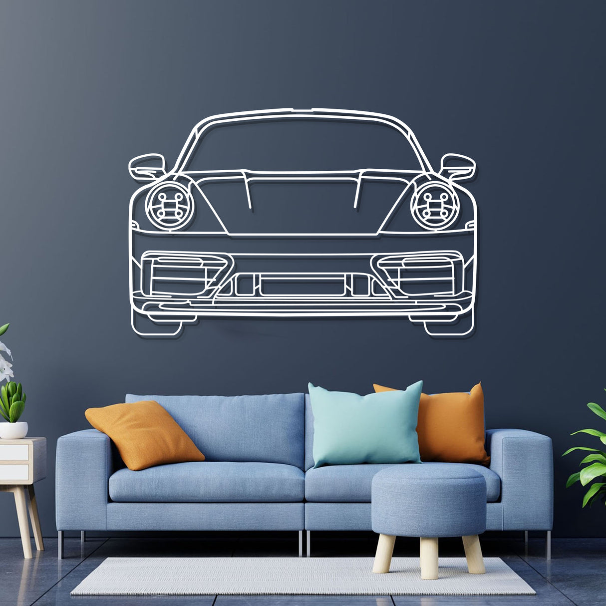 911 Model 992 Front View Metal Car Wall Art - NC0865